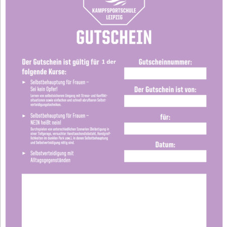Gutschein - 1 Crashkurs für Selbstverteidigung und Selbstbehauptung