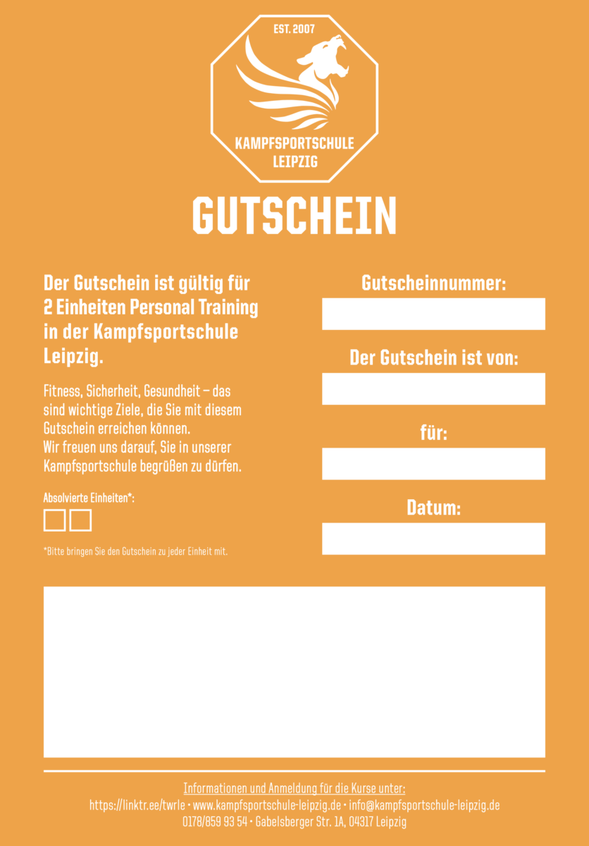 Gutschein - Personal Training 2 Einheiten